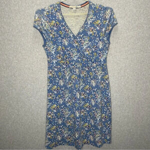 Boden Floral V Neck Cap Sleeve Dress
